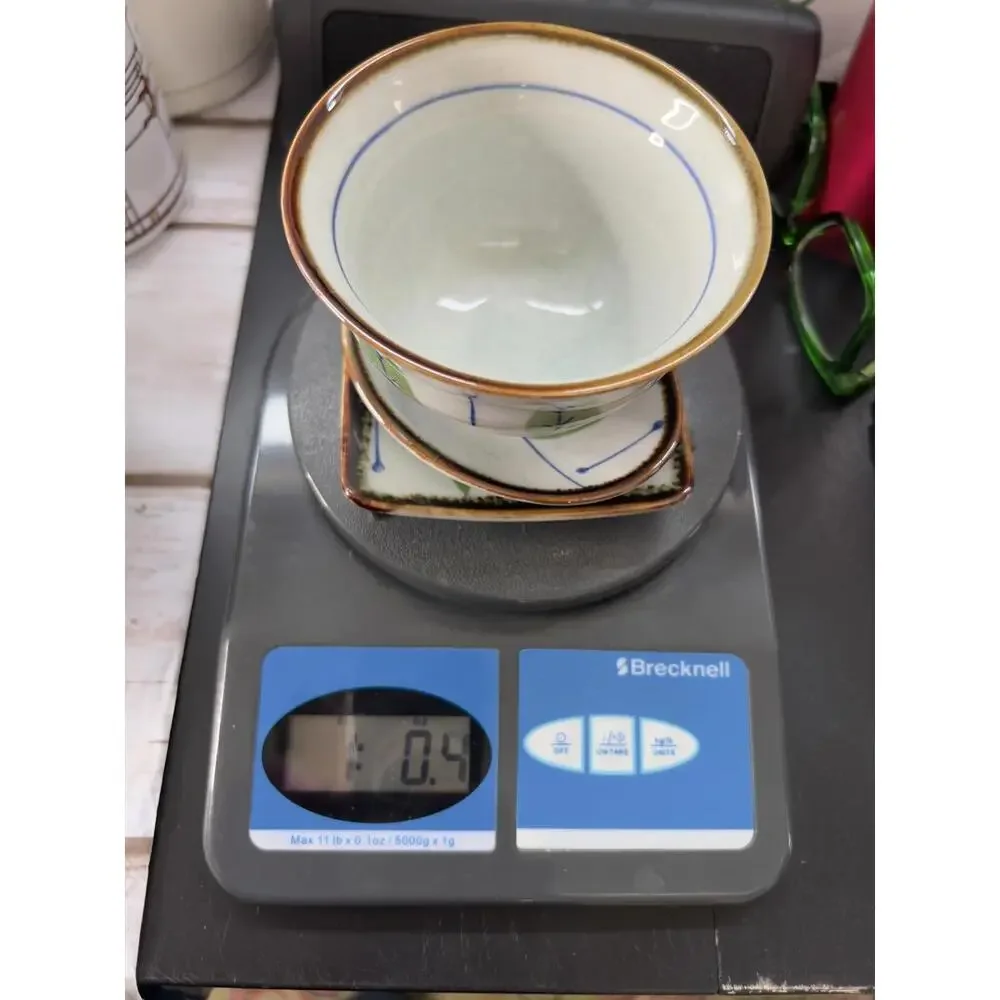 Vintage‎ Japanese Ceramic Bowl and Small Plates Set with Leaf Design